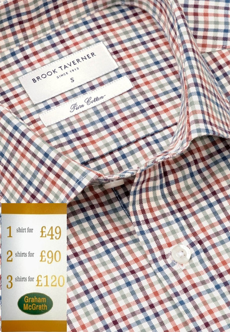 Brook Taverner - Regular Fit Multicolour Tattersall Check Cotton Shirt