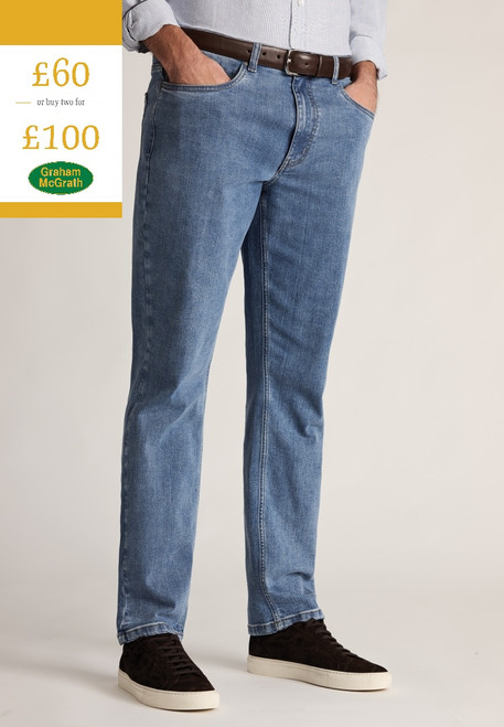 Brook Taverner - Tailored Fit Boulder Light Blue Denim Jeans