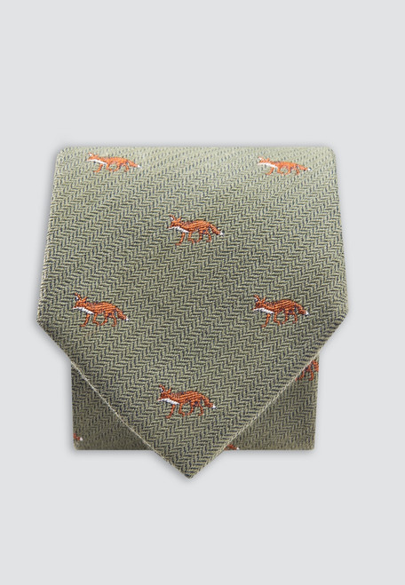 Brook Taverner -Sage Fox Wool Silk Tie
