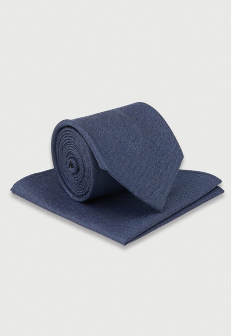 Brook Taverner - Blue Silk Blend Tie & Pocket Square Set