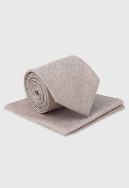 Brook Taverner - Champagne Silk Blend Tie & Pocket Square Set