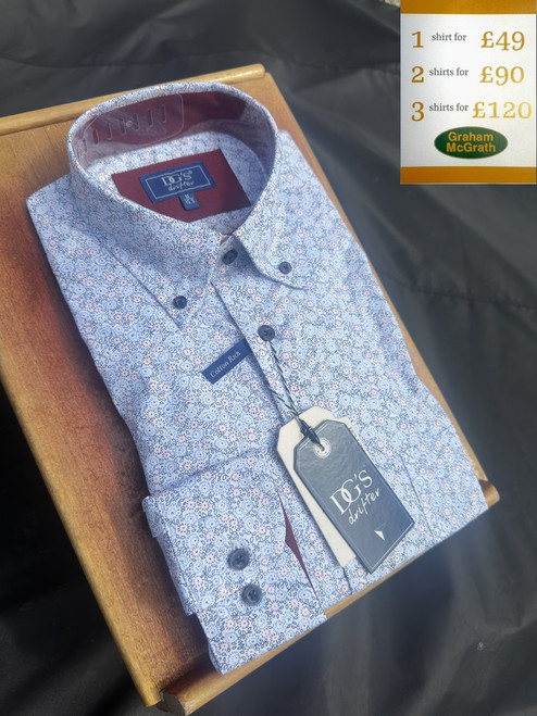 DG's Drifter Cotton Rich Blue Floral Print Shirt