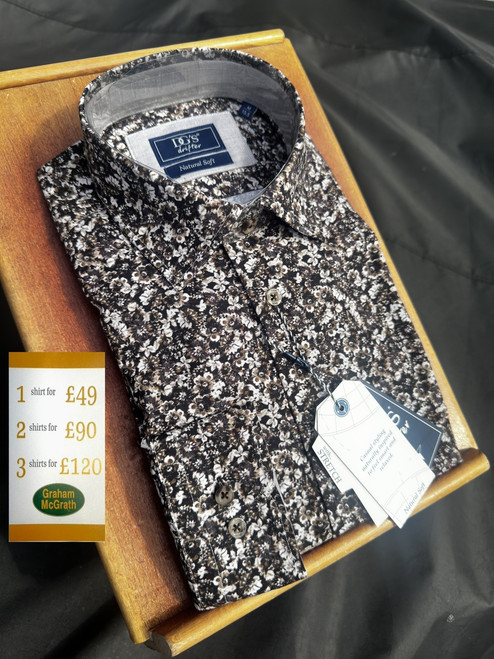 DG's Drifter Natural Soft Floral Print Stretch Shirt
