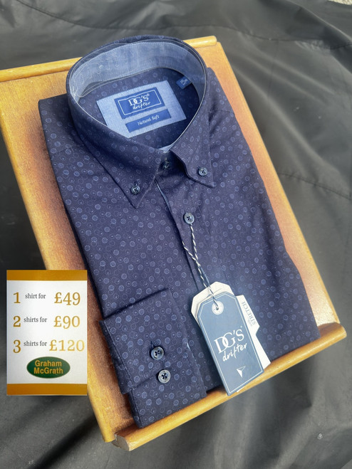 DG's Drifter Navy Circle Print Stretch Shirt