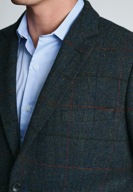 Brook Taverner - Tailored Fit Ayr Navy Check Harris Tweed® Jacket