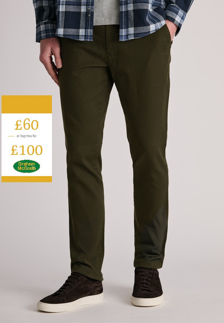 Brook Taverner - Regular Fit Christie Khaki Cavalry Twill Stretch Cotton Trousers