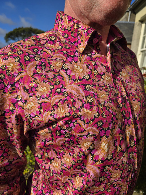 Wilson & Sloan - Pink Botanical Print Shirt
