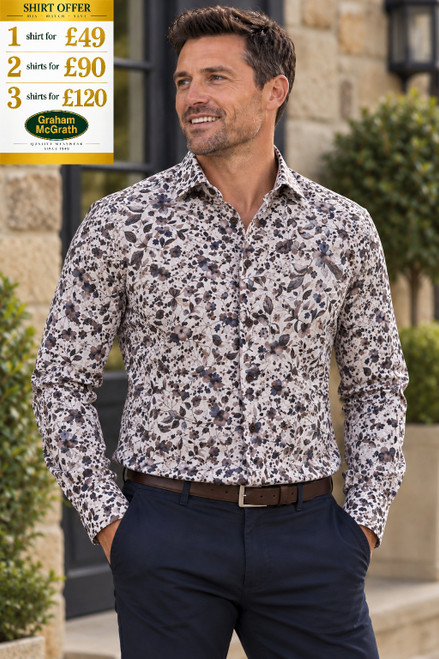 Marvelis - Modern Fit Floral Print Shirt