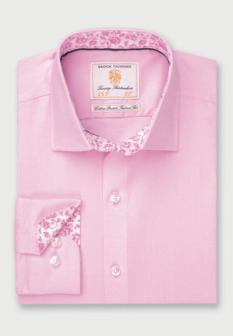 Brook Taverner Plain Pink Business Long Sleeve Shirt