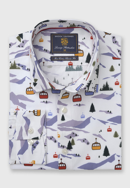 Brook Taverner Alpine Scene Christmas Print Shirt