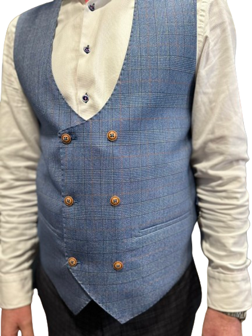 Marc Darcy George Sky Double Breasted Waistcoat