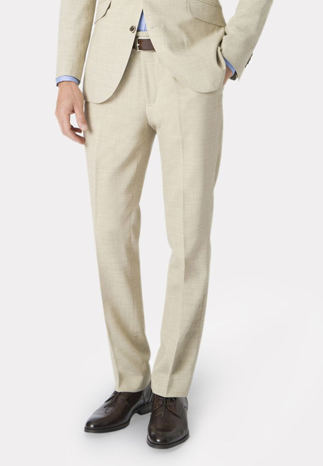 Brook Taverner - Tailored Fit Natural Linen Mix Suit Trouser - Constable