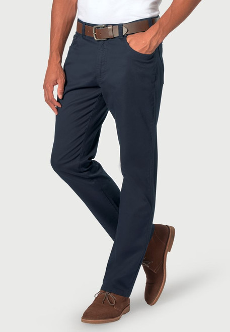 Brook Taverner - Tailored Fit Navy Twill Cotton Stretch Jeans - Roddick