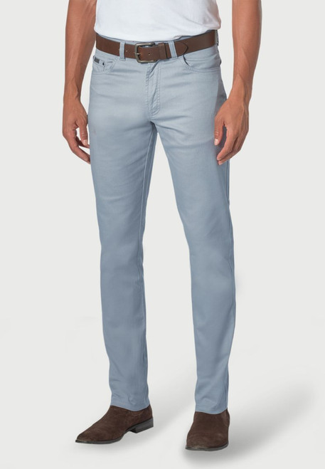 Brook Taverner - Tailored Fit Light Grey Twill Cotton Stretch Jeans - Roddick