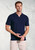 Brook Taverner - Clift Navy Notch Neck Leno Knit Cotton Polo Shirt