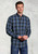 Brook Taverner - Regular Fit Blue Melange Check Cotton Shirt