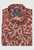 Brook Taverner -Regular Fit Rust Floral Line Print Linen Cotton Short Sleeve Shirt