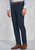 Brook Taverner -Tailored Fit Cassino Navy Check Washable Suit Trousers