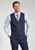 Brook Taverner -  Tailored Fit McKellen Navy Linen Blend Suit Waistcoat