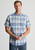 Brook Taverner - Regular Fit Blue Check Slub Cotton Short Sleeve Shirts