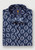 Brook Taverner - Regular Fit Navy Geometric Print Seersucker Short Sleeve Shirt