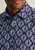 Brook Taverner - Regular Fit Navy Geometric Print Seersucker Short Sleeve Shirt