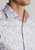 Brook Taverner - Tailored Fit White Floral Print Stretch Cotton Shirt