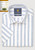 Brook Taverner - Regular Fit Ecru and Blue Textured Stripe Short Sleeve Shirt
