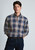 Brook Taverner - Regular Fit Navy Large Plaid Cotton Shirt