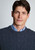 Brook Taverner - Allerford Navy Nep Cable Knit Lambswool Blend Crew Neck Jumper