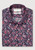 Brook Taverner - Regular Fit Burgundy Ornate Leaf Print Cotton Shirt