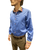 Claudio Lugli Blue Shirt with Rainbow Cuff