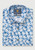 Brook Taverner - Regular Fit Blue Floral Print Linen Cotton Short Sleeve Shirt