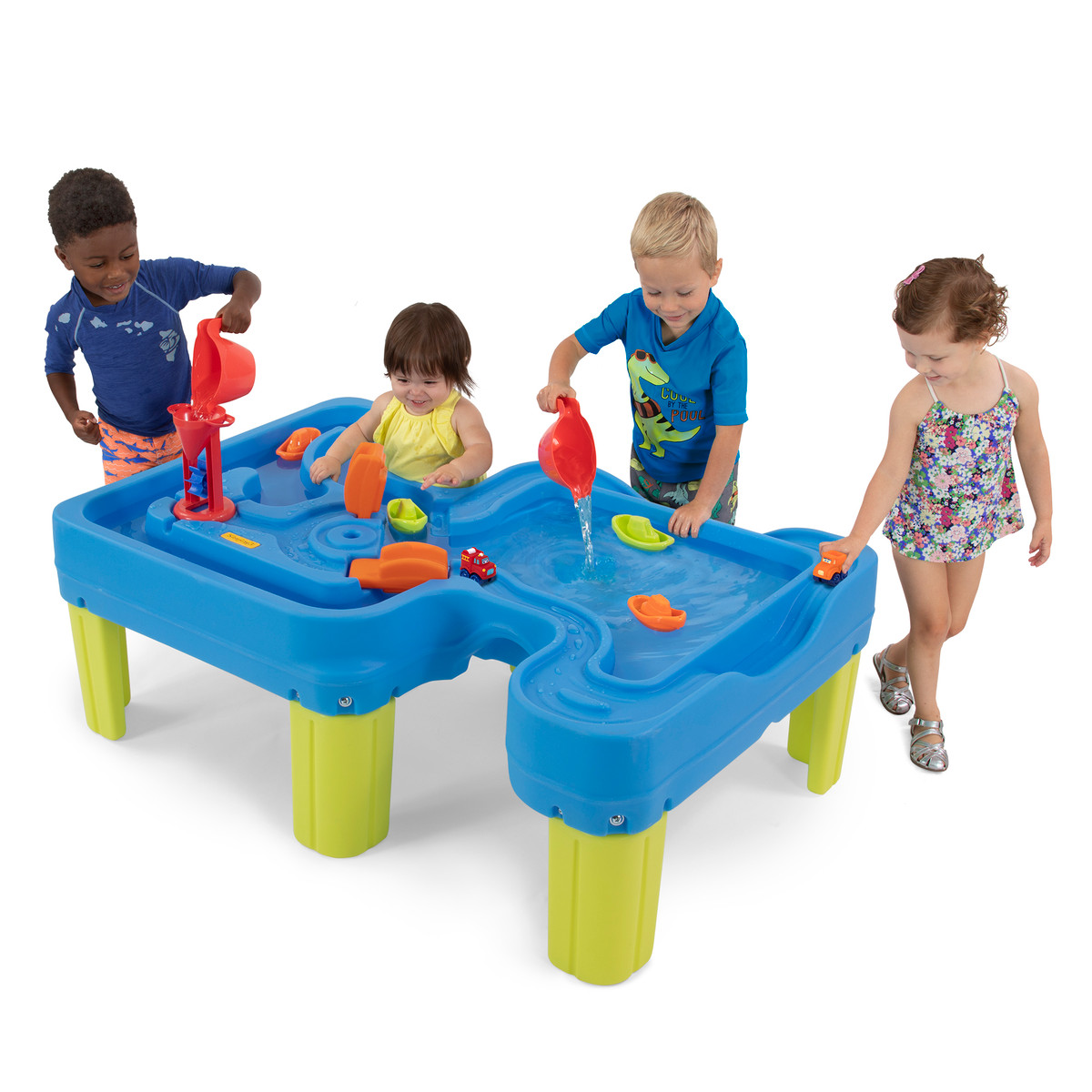 Kids playing at the Simplay3 Big Rivers and Roads giant activity water table
