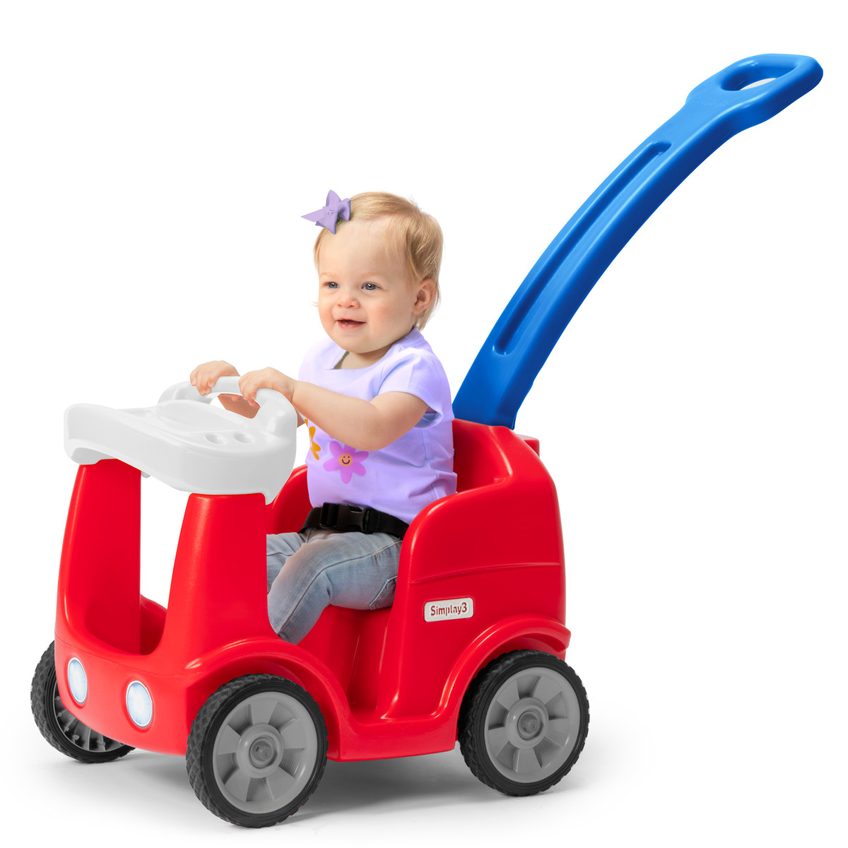 little girl in red white and blue america 250 simplay3 roll and stroll quiet ride wheels