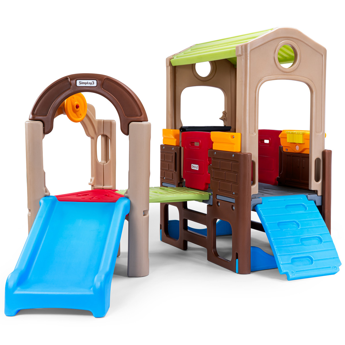 Simplay3 Modular Discovery Playhouse and Activity Climber with climbing walls, slide and steering wheel