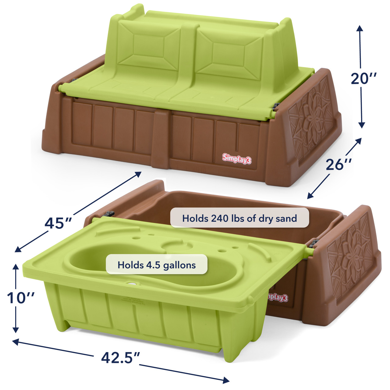 Kids Multipurpose Sand and Water Durable Storage Bench/Table