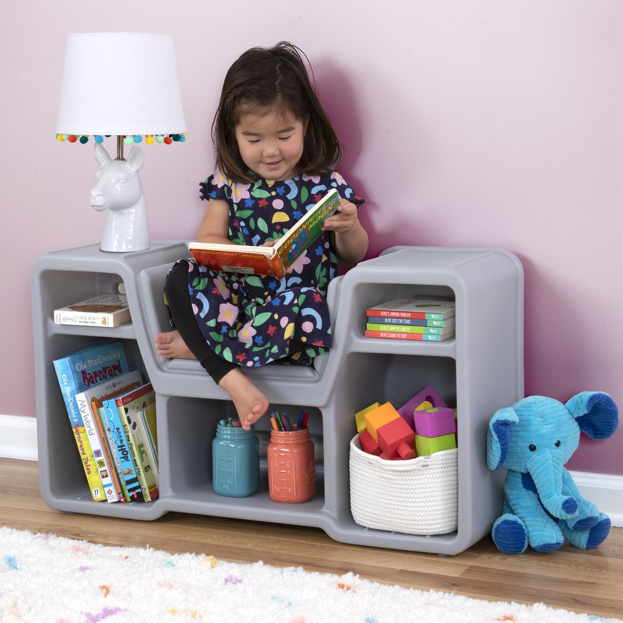 Simplay3 Cozy Cubby Reading Nook | Kids Bookshelf with Reading Nook