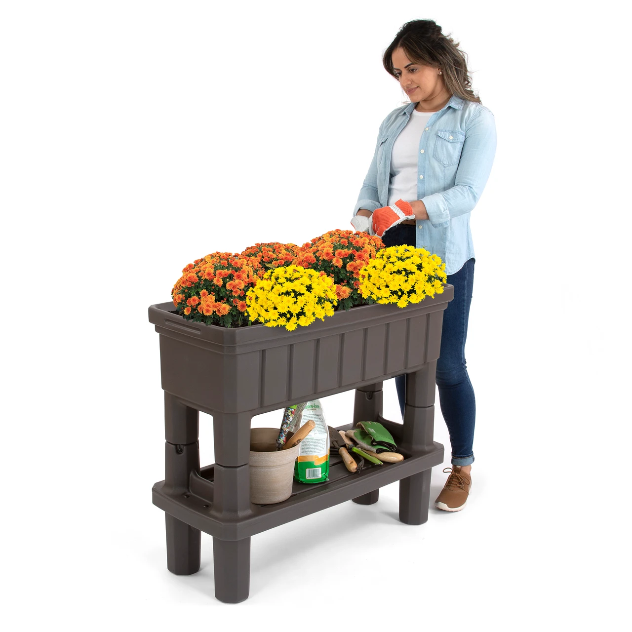 Raised Patio Garden Planter with Storage Shelf | American Home 