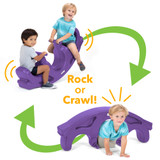 Kids rocking on the Simplay3 Rock & Roll Teeter Totter and child crawling under the bridge when flipped over