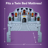Measures 42 inches high, 8 inches wide and 41 inches long and fits twin mattress
