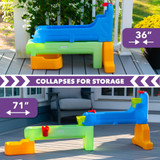 Simplay3 Rushing River Falls Water Play Table adjusts to fit your space and is easy to store