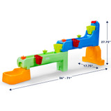Water table expands from 36 to 71 inches long and stands 27.75 inches tall and 17.75 inches wide