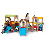 Five children playing on the Simplay3 Young Explorers Modular Play Set with Mom looking on