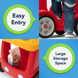 Features include easy entry for toddlers and storage space 