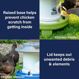 Raised base and sanitary shield prevent unwanted debris