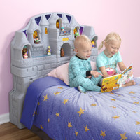 Look forward to bedtime and help toddlers make a fun, fast and easy transition into a big kid bed. Perfect to create a themed bedroom space for the little prince or princess in your life! Just add the grow-with-me headboard to an existing twin bed with or without a bedframe. Your child's knights, dragons, horses, princes and princess figures will find their way onto this playful headboard for evenings full of fun.