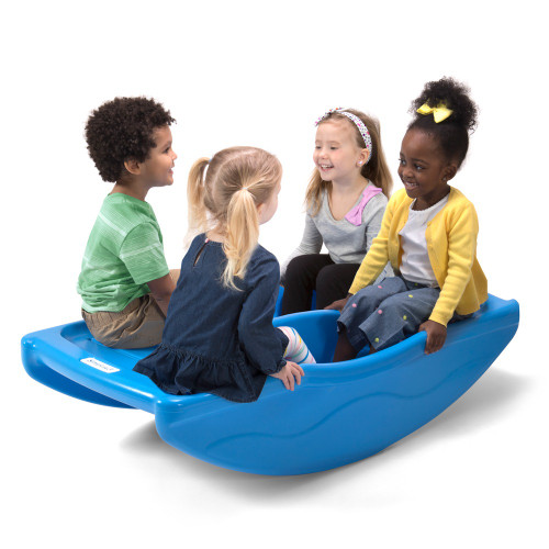 Simplay3 Rocking Bridge can hold up to 4 riders with level seats for toddlers or bigger kids. 