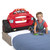 Simplay3 Monster Truck Headboard positioned on floor with boy playing