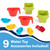 Nine water table accessories include 4 toy boats, 2 toy cups with handles, and 2 toy water buckets